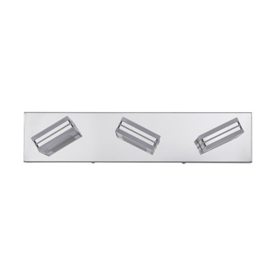 52" Modern Chrome 8-Light LED Vanity Light, Square Acrylic Lampshades Wall Mount Fixture for Bathroom, Mirror Lighting