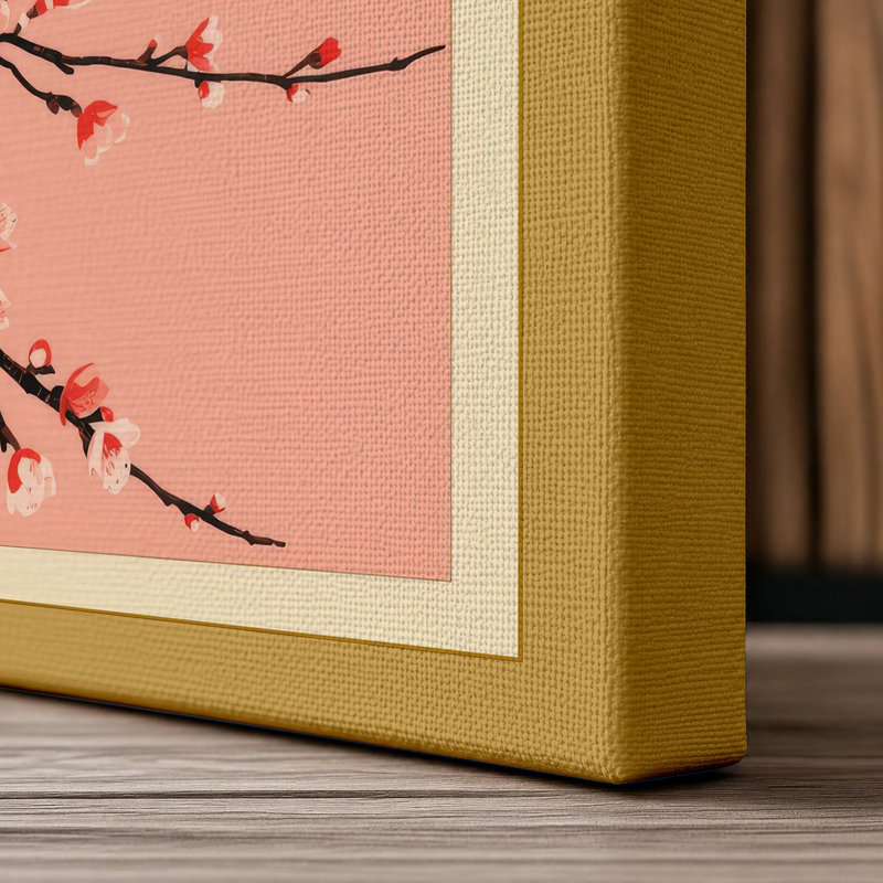 Moonlit Cherry Blossom Japandi - Wrapped Canvas, 18x12 - 45.7 x 30.5 cm, Ochre Border