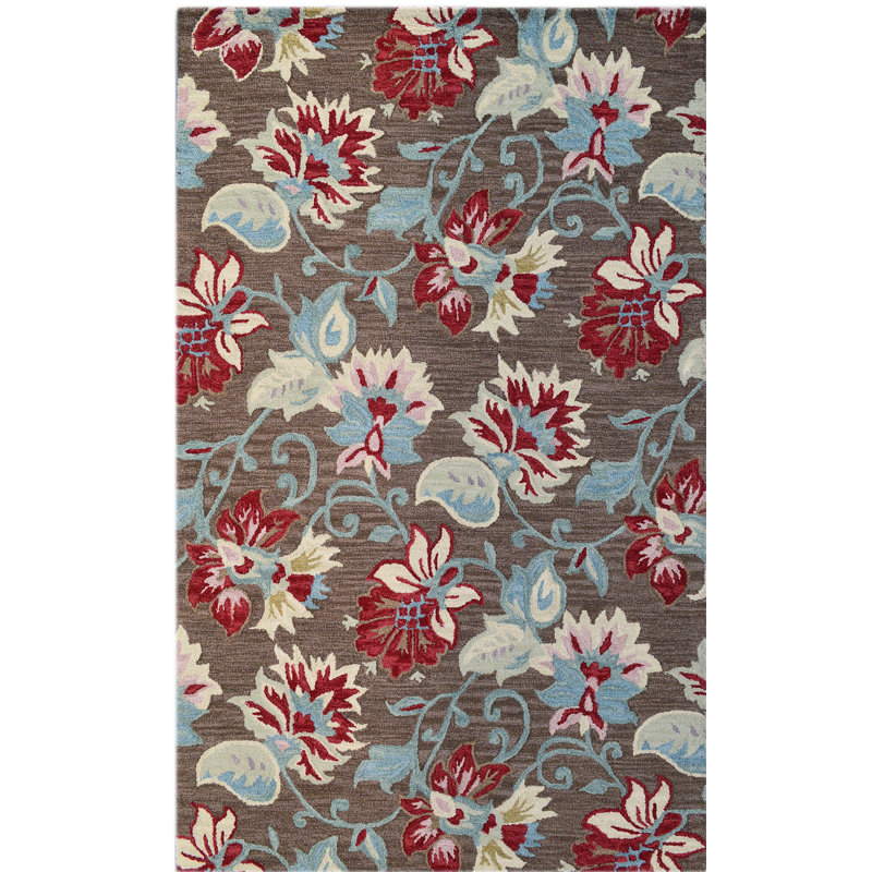 Flowers Floral Wool Hand Woven Area Rug, Rectangle 153 x 244cm