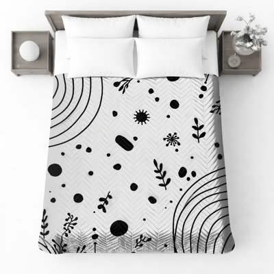 Abstract Botanical Doodles Quilted Bedspread All Sizes