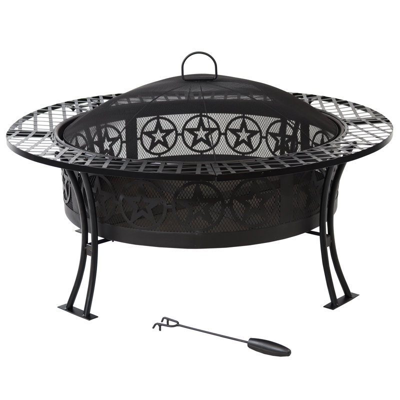 Foyer de table rond en acier à finition noire avec écran Kayden