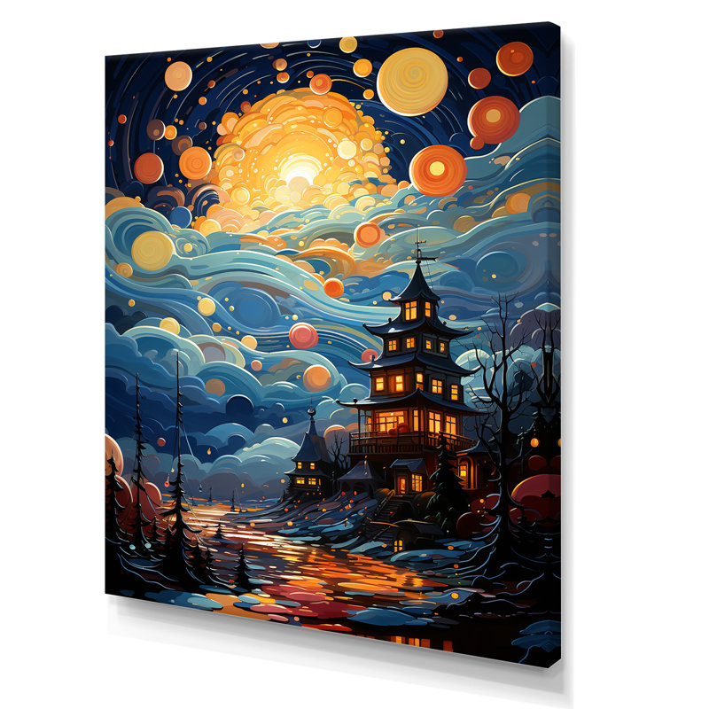Paysage de château ludique Popart - Décoration murale château_105822, H 32 po x l 24 po x P 1 po, Toile tendue