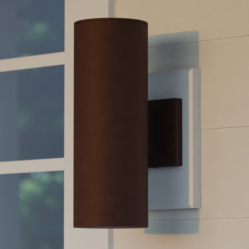 Applique murale d'extérieur en aluminium Édith, Bronze, H 14,25 po x l 5 po x P 8 po, Haut / Bas