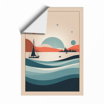 Sailboat at Dusk Coastal - Framed Print