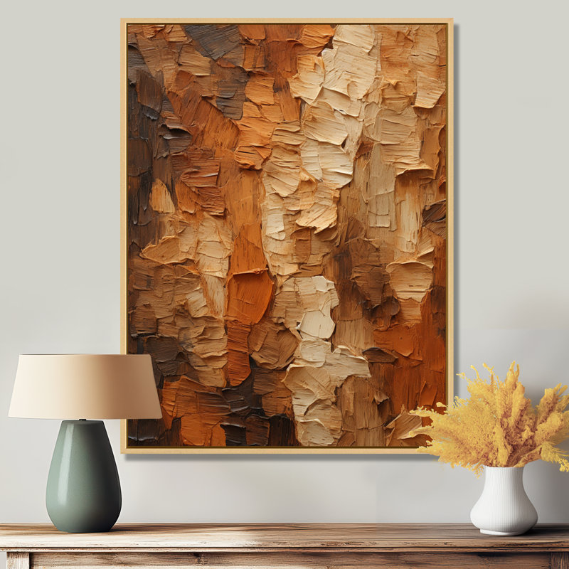«Brown Tree Bark Essence 2», reproduction sur toile encadrée, Cadre flottant brun, H 32 po x l 24 po x P 1 po