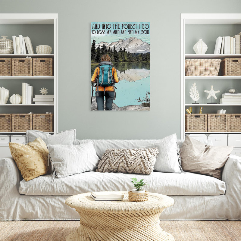 Randonnée pédestre dans la forêt - 1 pièce Rectangle, H 14 po x l 11 po x P 1,25 po
