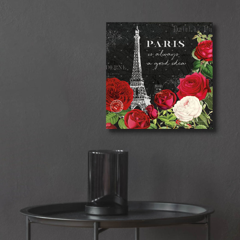«Rouge Paris 2 Black» par Katie pertiet, art mural en verre acrylique, H 12 po x l 12 po x P 0,13 po