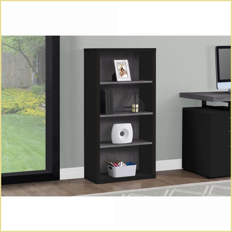 Bookshelf | 5 Tier 47.5” H Modern Industrial Grey Laminate | Grey | Particle Board, Gray