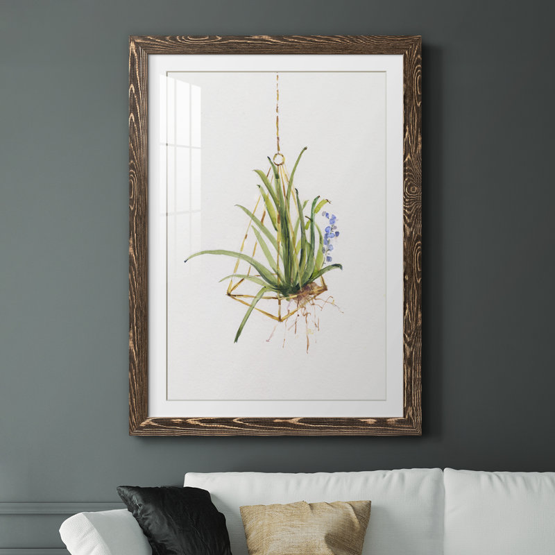 Gardenaire II - peinture encadrée, H 44 po x l 31 po x P 1 po, Encadré de bois de noyer