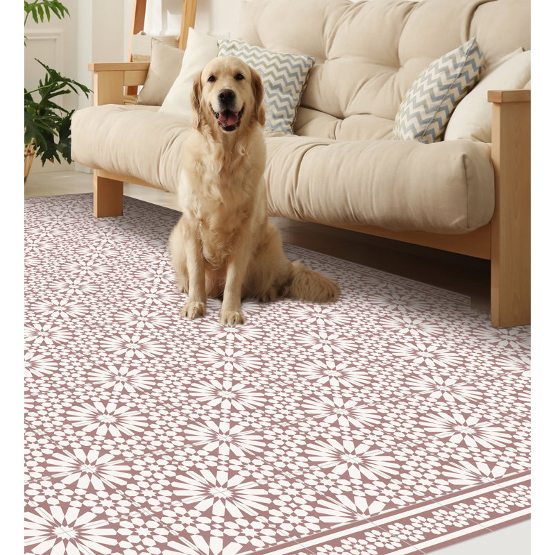 Absar Vinyl Machine Printed Area Rug, Rectangle 3'3.4" x 4'4.4"