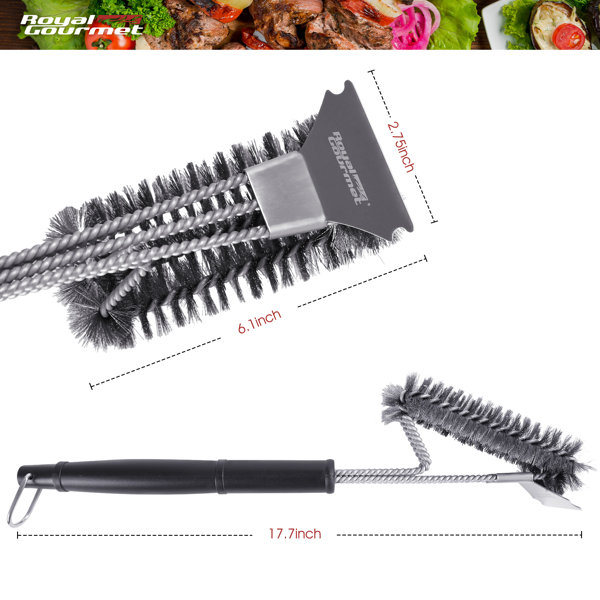 Royal Gourmet Grill Cleaning Brush and Scraper, Wire Bristles