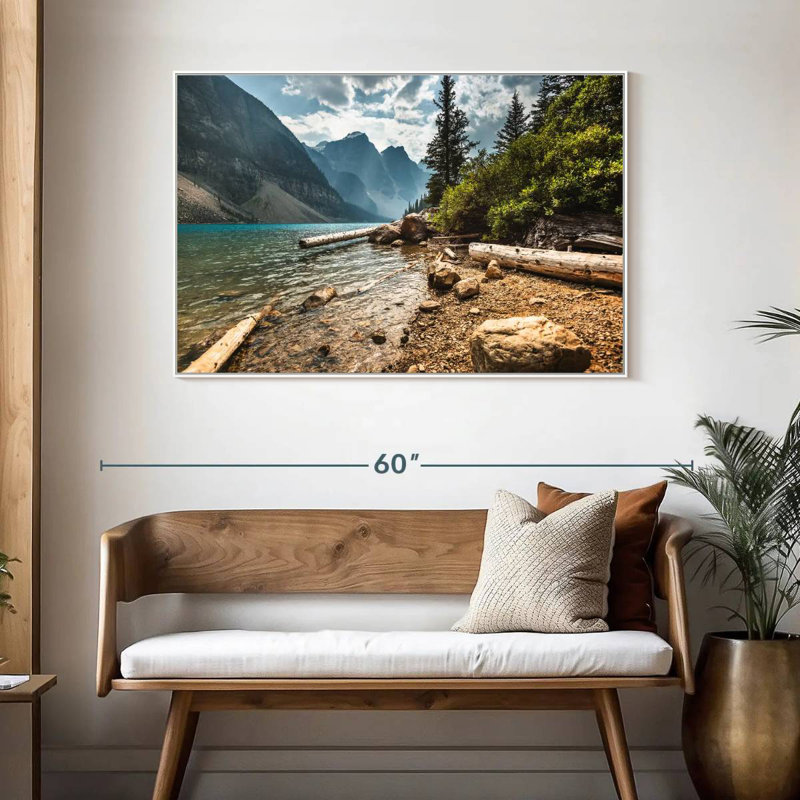 Moraine Lake Waterfront, Cadre flottant blanc, 46 po x 31 po