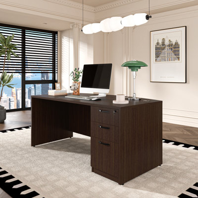 Executive Desk With Two File Cabinets