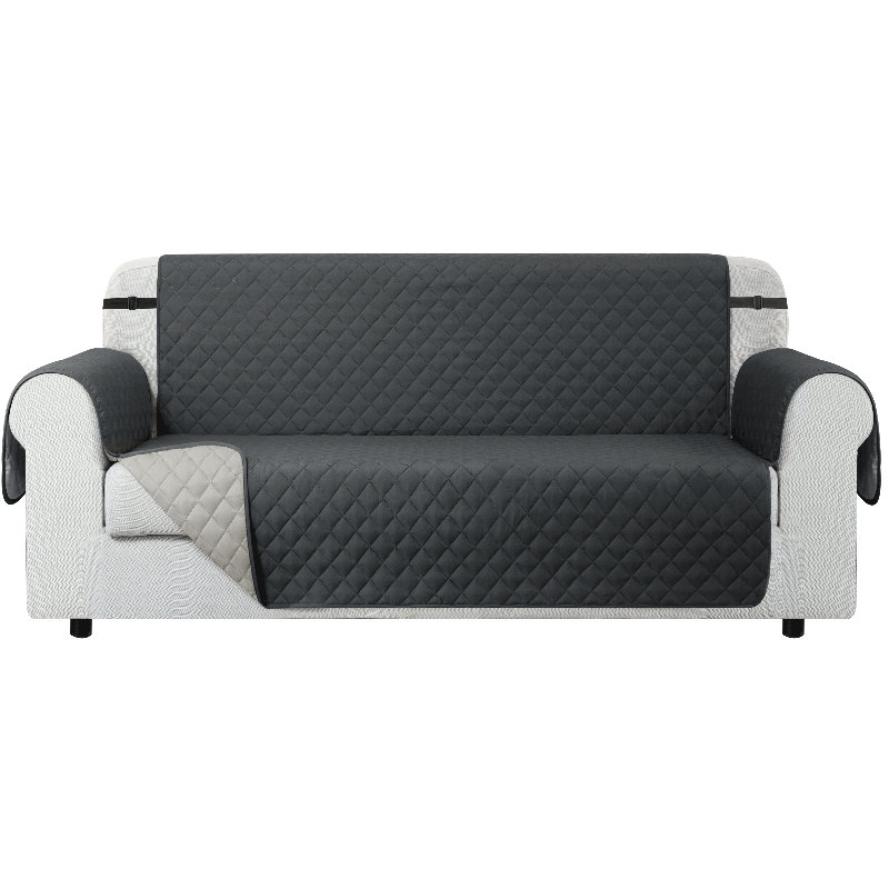 Couch Cover for 3 Cushion Couch, Non-Slip Sofa Slipcover for Dogs, Furniture Protector Cover with Foam Sticks Elastic Straps for Pet Cat (Sofa, Gray)