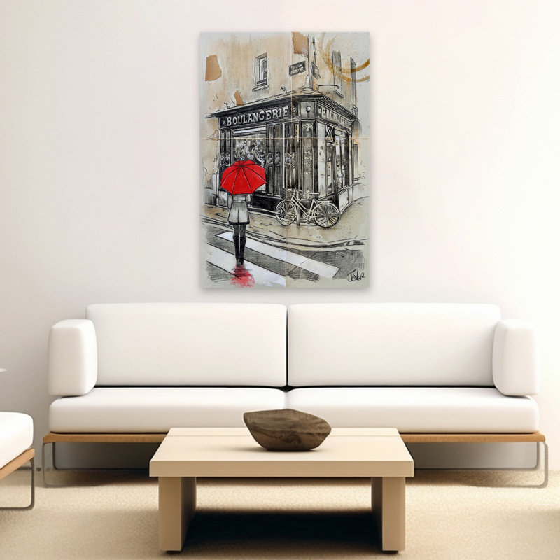 Croquis de paysage urbain rétro La Boulangerie, H 60 po x l 40 po