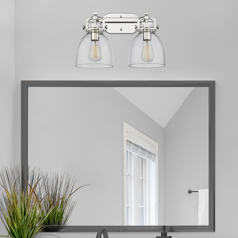 Éclairage pour meuble-lavabo mural 2 lumières 7 po Badillo, Transparent, Nickel poli