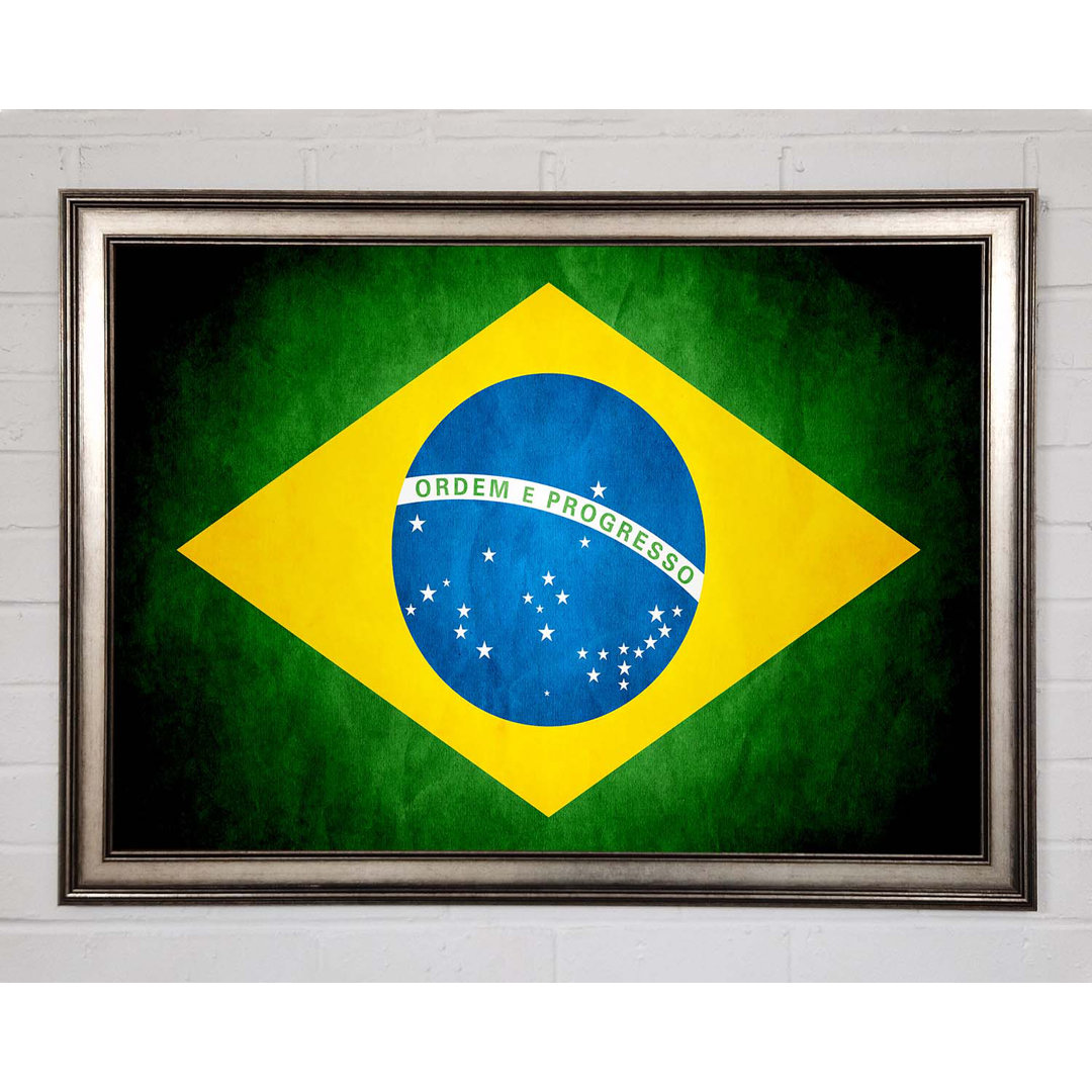 Brasilianische Flagge - Einzelner Bilderrahmen Kunstdrucke