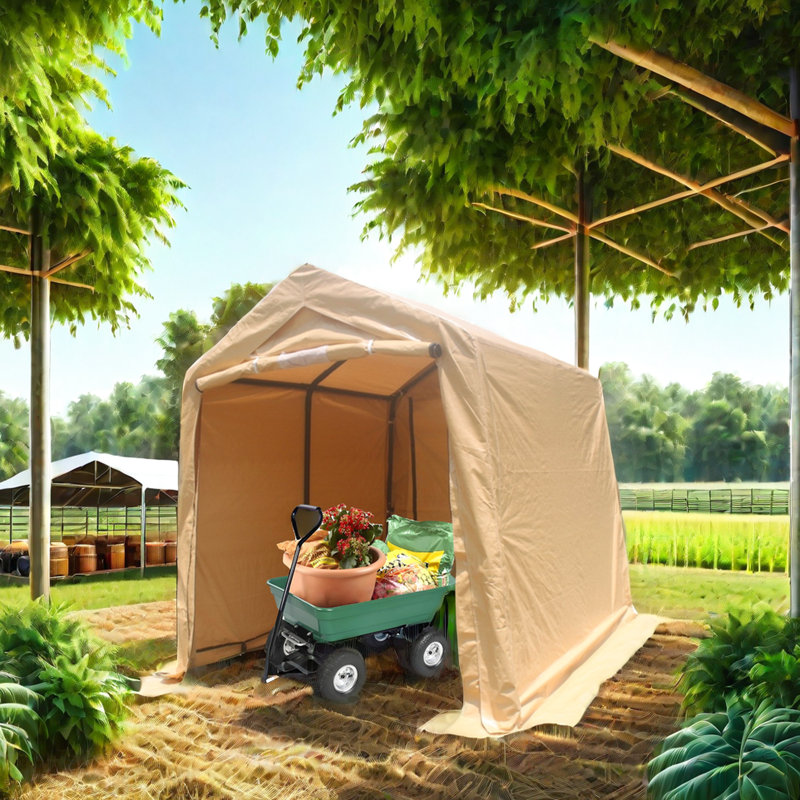 7X12ft Portable Garage Shelter Storage Gazebo, Heavy Duty With 2 Doors & Vents, Waterproof Snow For Motorcycle, Garden Tools Outdoor Tent Shelter, Rust Proof , Firewood