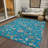 Machine Washable Indoor/Outdoor Chayden ACN1006 Teal Rug-99126621
