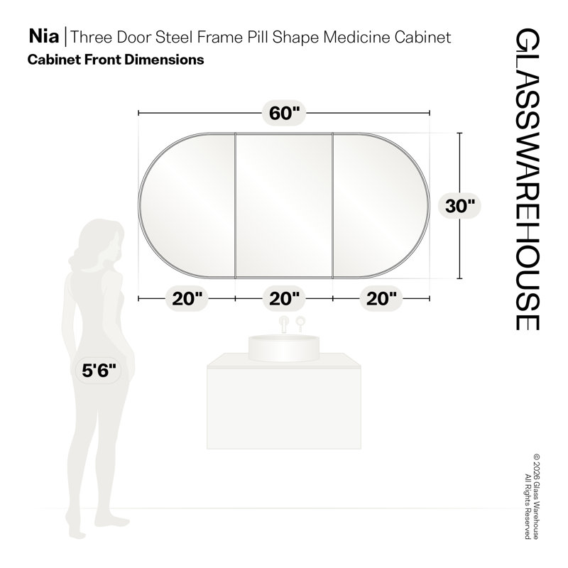 Recessed Framed 2 of Doors Medicine Cabinet with Adjustable Shelves, White