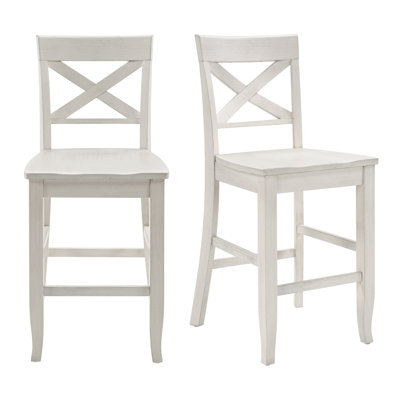 Solid Wood X-Back Counter Height Bar Stool