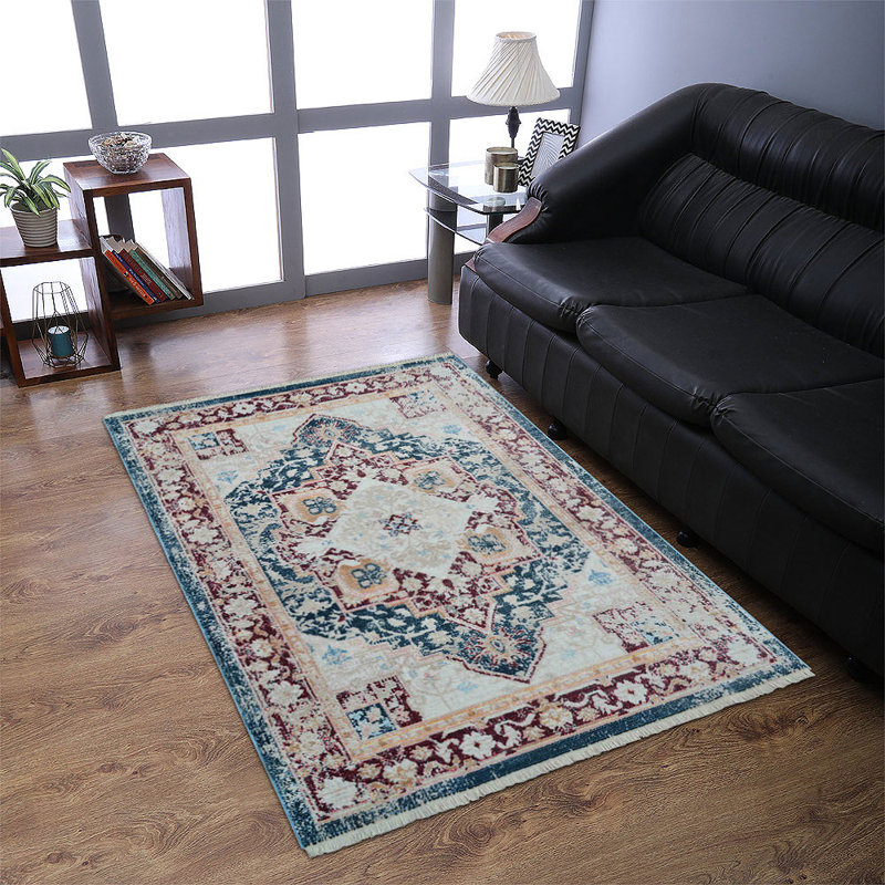 Machine Made Polyester Area Rugs - Rectangle, Red Color, Oriental Design, Low Pile Machine Made Area Rugs for Living Room, Bed Room