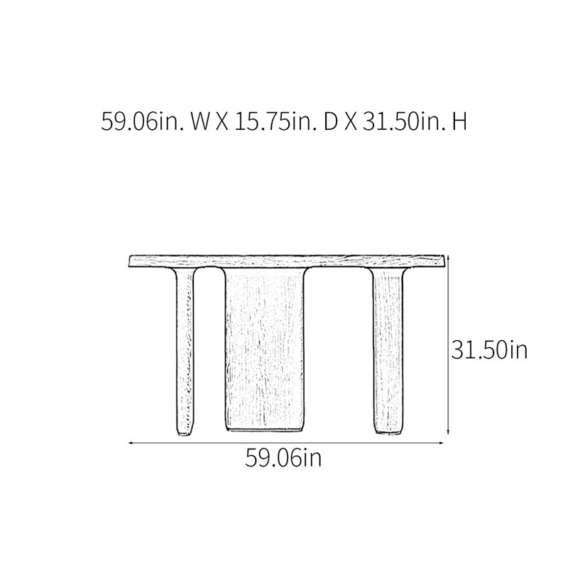 Console rétro minimaliste, H 31,5 po x l 59,06 po x P 15,75 po