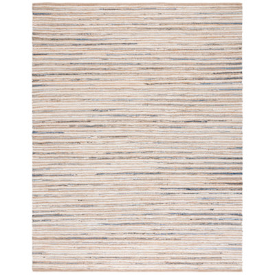 Abott Woven Jute/Canvas/Cotton Rug in Beige/Natural/Light Blue