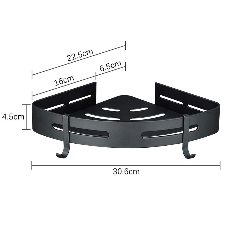 New City Adhesive Mount Shower Shelf, Black