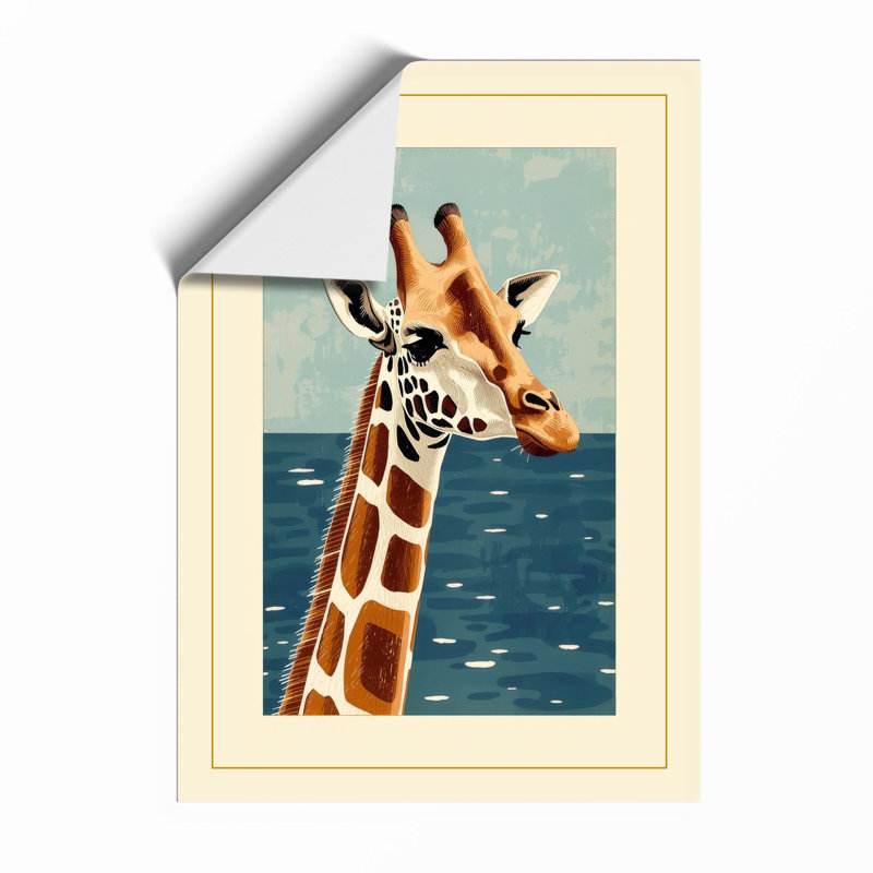 Giraffe Emerges Coastal - Framed Print, Unframed, A3 - 42.0 x 29.7 cm