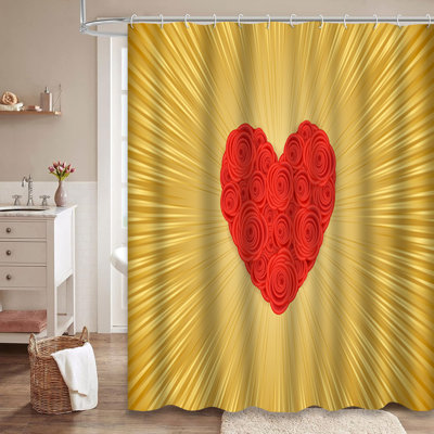 Rideau de douche Red Roses Golden Floral