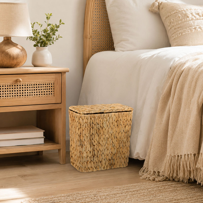Poubelle, couvercle et doublure Boho Water Hyacinth