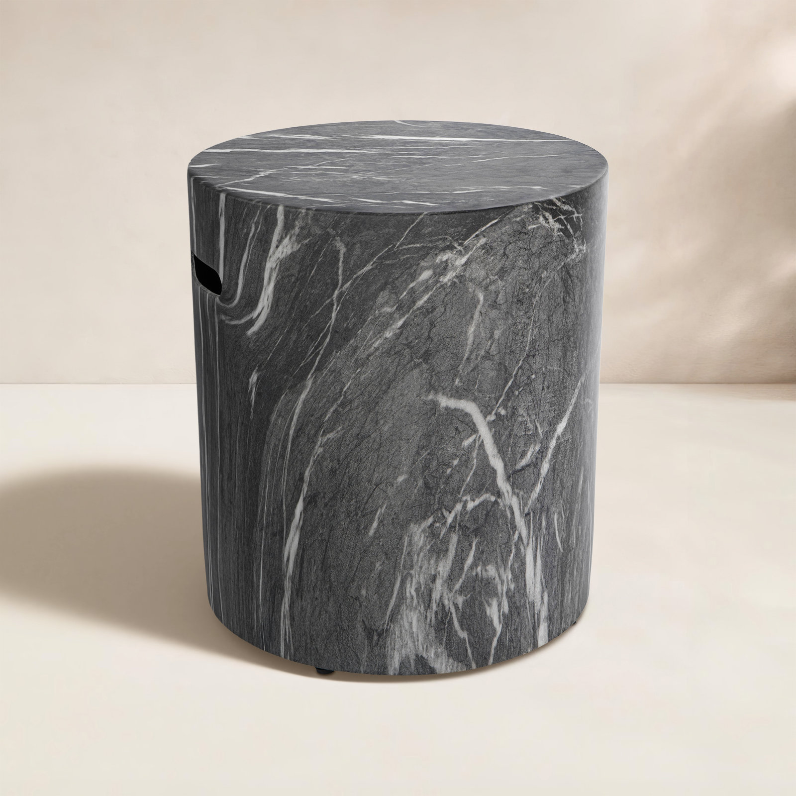 Sondra 16" Patio Side Table, Dark Gray Marble