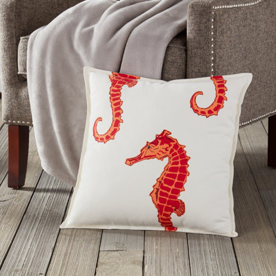  Seahorse Cotton Canvas Throw Pillow