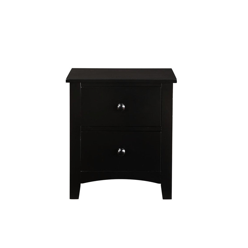 Table de chevet moderne et élégante à 2 tiroirs avec placage de pin et panneau de fibres à densité moyenne, Noir
