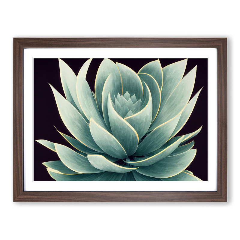 XH1022-7512X Riveting Succulent Plant 1 Piece Single Picture Frame Painting, 34cm H x 46cm W x 2cm D, Walnut