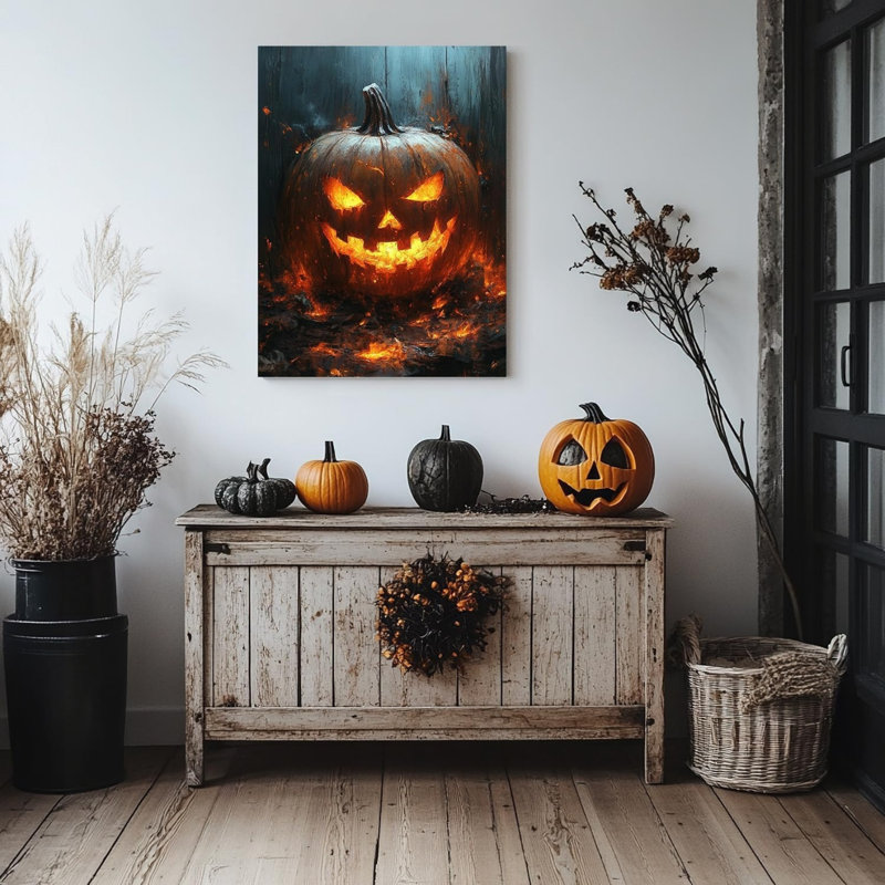 Art mural 24 po x 36 po Glow Demon Pumpkin
