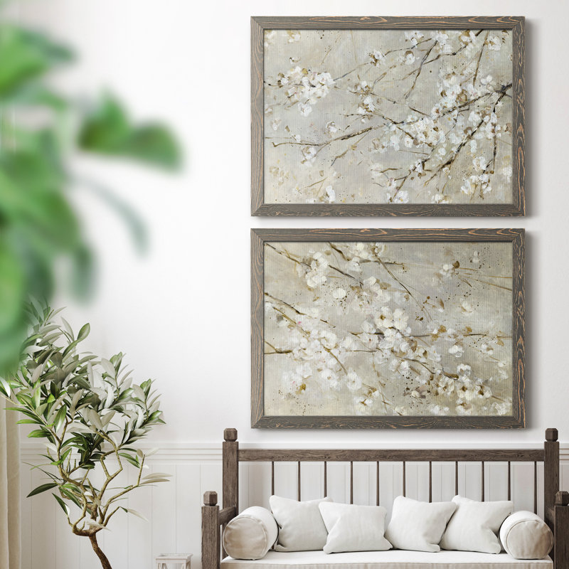 «Blossom Confetti», ensemble de 2 peintures sur toile encadrées, Encadré gris, H 37,5 po x l 55 po x P 1,5 po