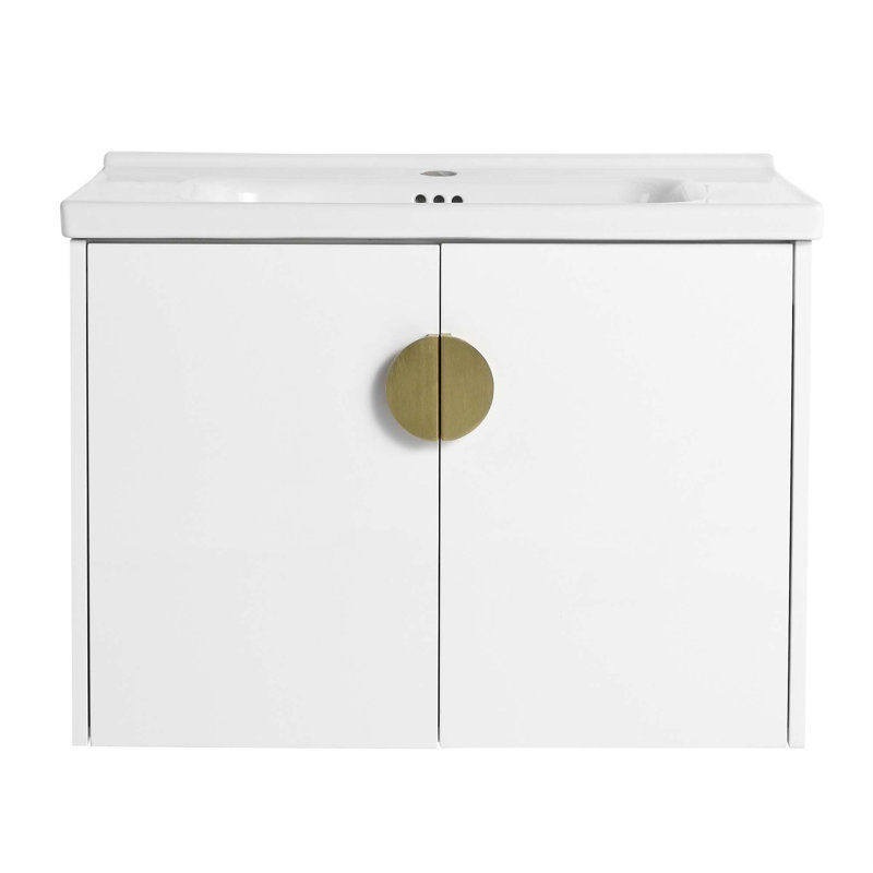 Meuble-lavabo à fermeture en douceur avec lavabo, pour petite salle de bain