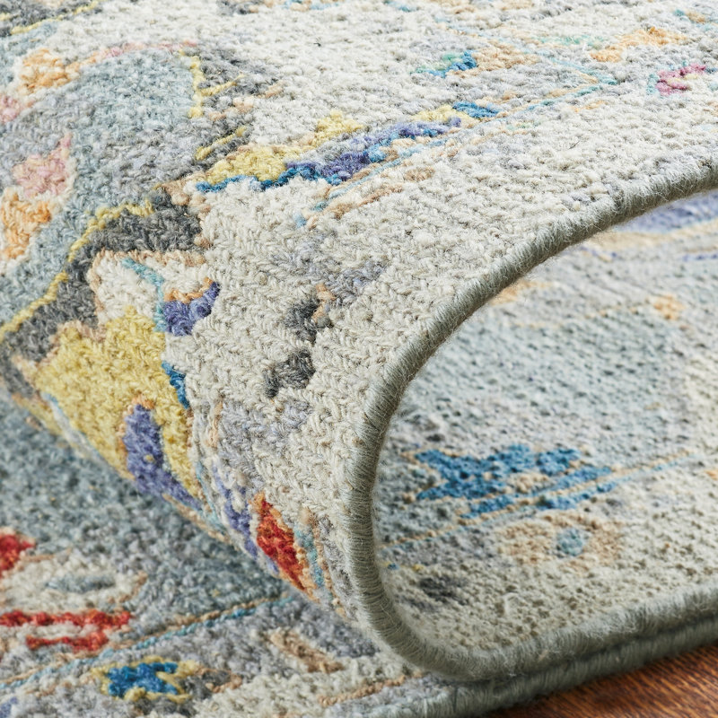 Matney Sky Garden Wool Flatweave Hand Knotted Area Rug, Rectangle 8' x 10'