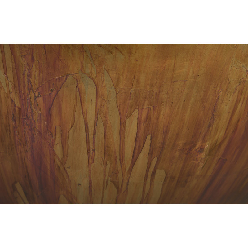 Round Brown Wood Drum Coffee Table