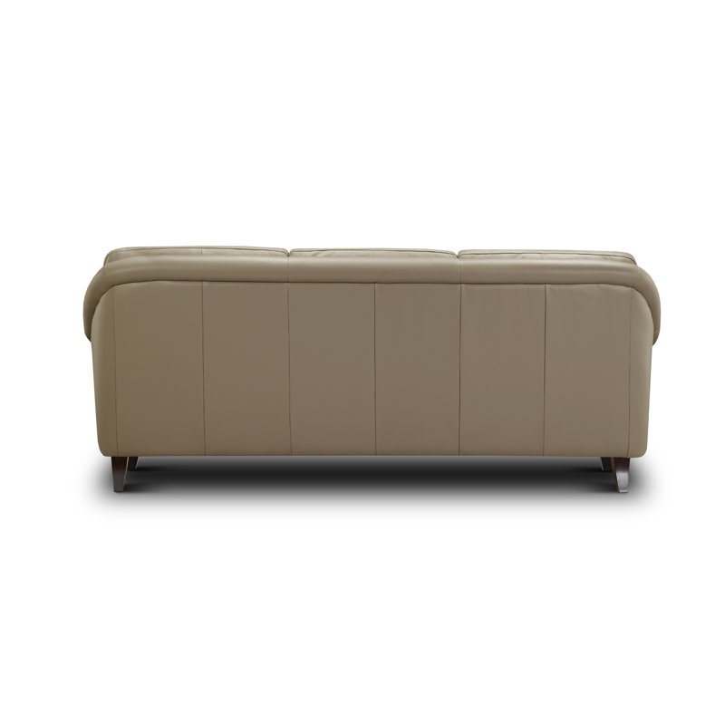 Genuine Leather 61'' Rolled Arm Loveseat, Beige Genuine Leather, 3