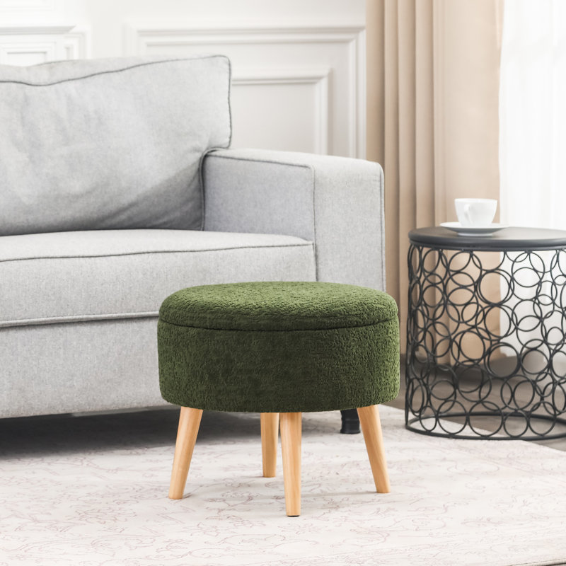 Repose-pieds rond avec rangement,  Noir / vert