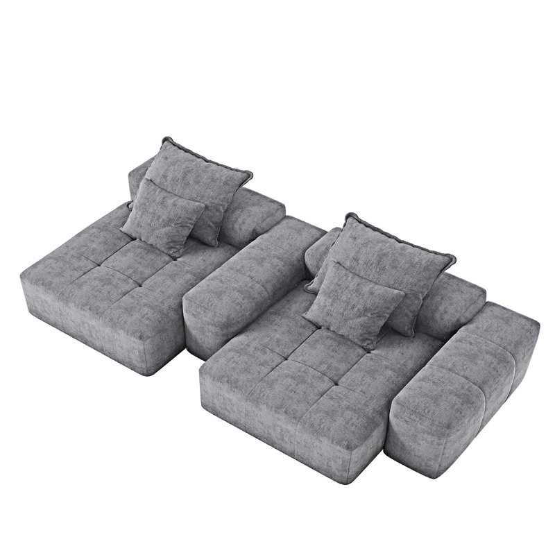 Canapé modulaire modulaire avec coussins, Gris