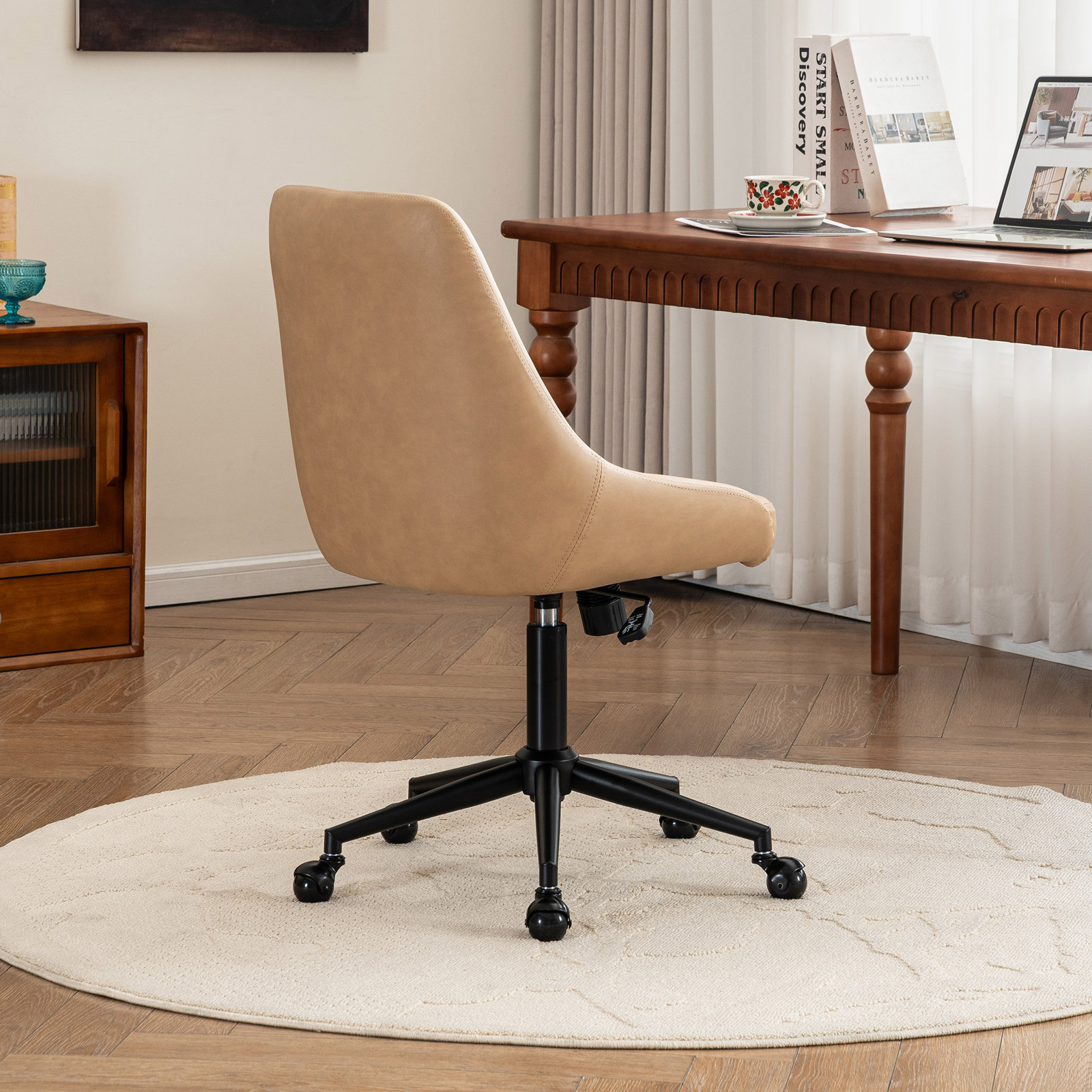 Vanora Office Chair,  Taupe Faux Leather