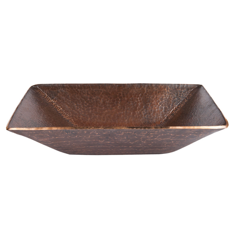 17" Modern Rectangle Hand Forged Old World Copper Vessel Sink