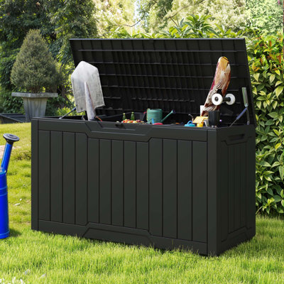 300L Deck Box, Plastic Lockable Garden Storage Box