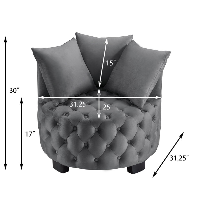 Chaise d'appoint contemporaine rembourrée et capitonnée, Gris foncé