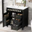 Meuble-lavabo autoportant noir de 30 pouces avec comptoir en céramique, fabrication en bois massif et panneau de fibres à densité moyenne, tiroir rabattable, 3 tiroirs de rangement et armoire de rangement fermée pour les solutions de rangement de salle de bain-133663404