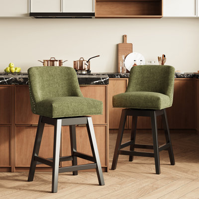 360°Bar Counter Stool with Solid Wood Frame